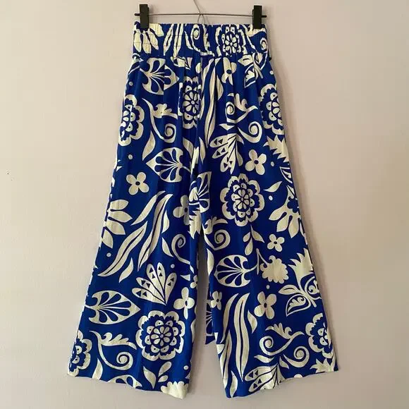 Boden Blue Caithness Wide Leg Crop Pants White Floral Tropical Vacation Women 2 - Picture 7 of 13
